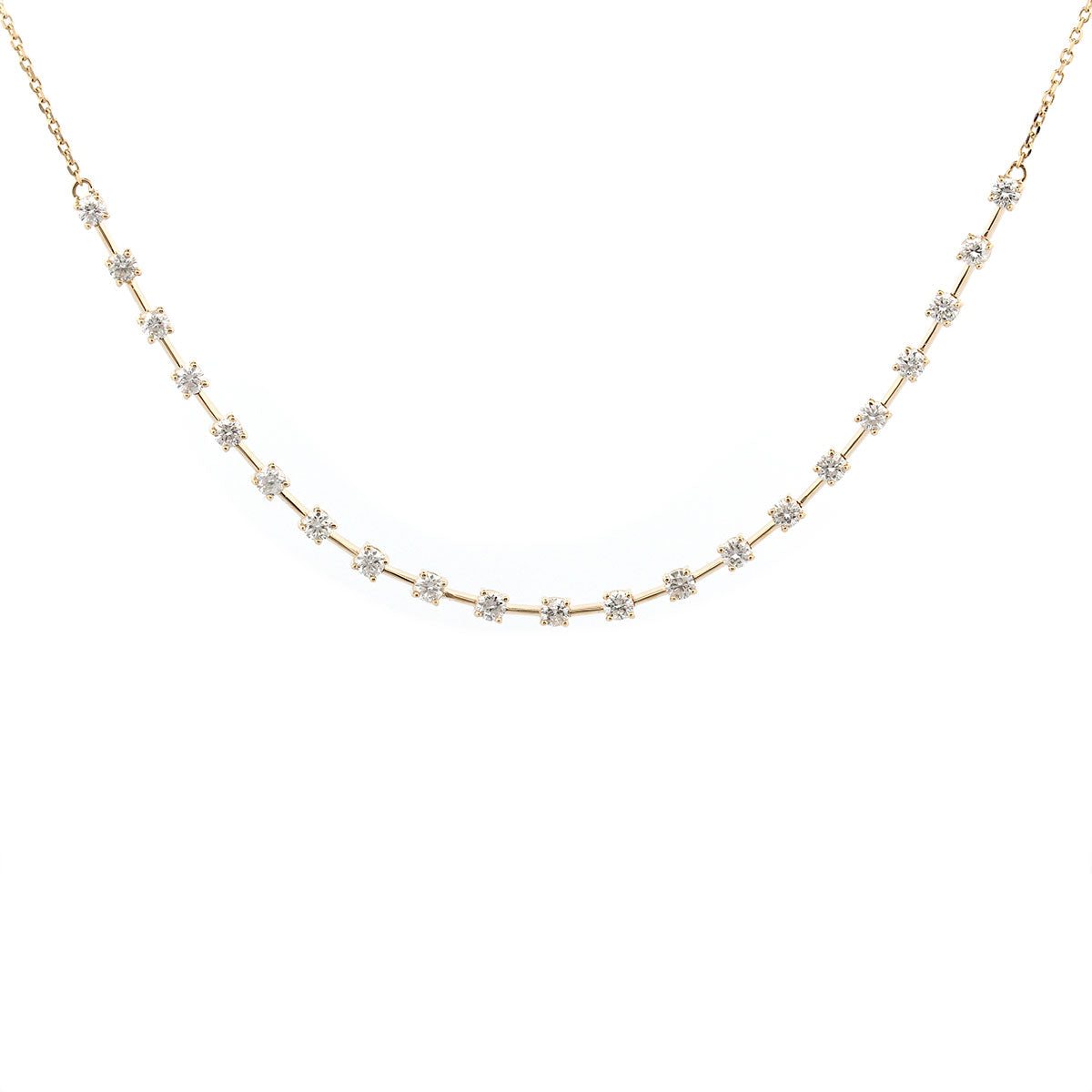 Collar en oro amarillo 14K con diamantes espaciados 2.15ctw