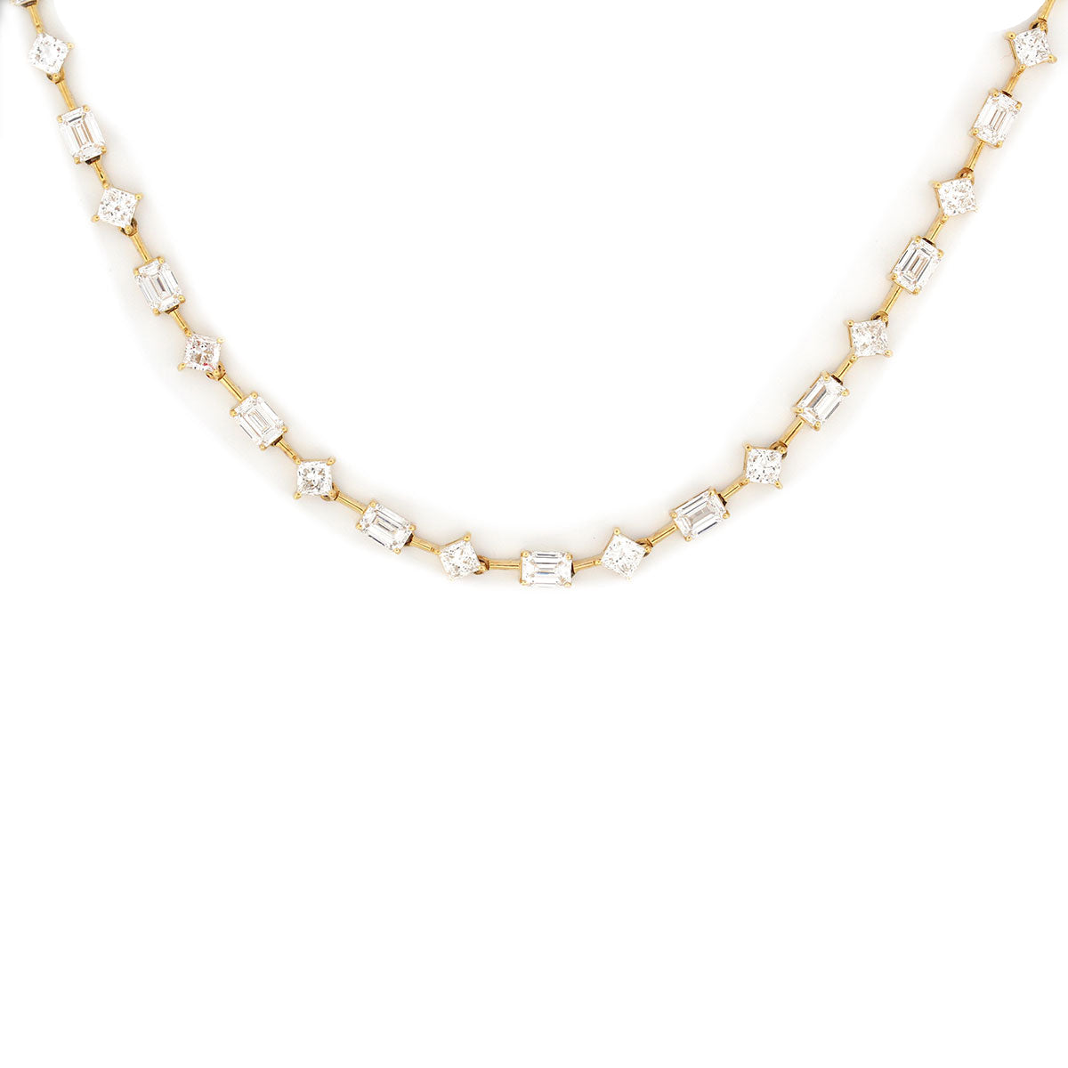 Collar en oro amarillo 14k con diamantes de laboratorio corte esmeralda y princesa 8.65ctw