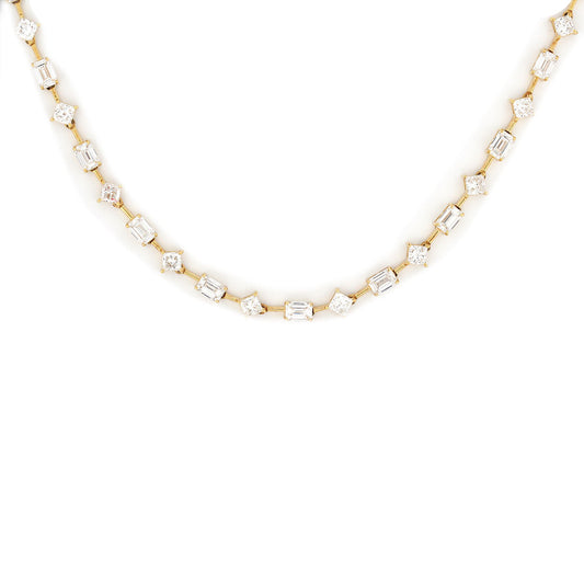 Collar en oro amarillo 14k con diamantes de laboratorio corte esmeralda y princesa 8.65ctw