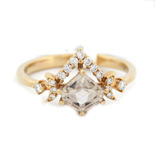 Anillo en oro amarillo 14K con zafiro natural rosa 0.99ct y diamantes de laboratorio 0.13ctw