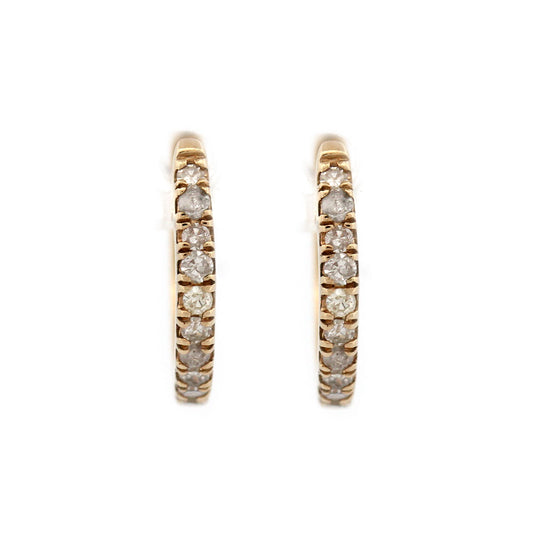 Huggies en oro amarillo 14K con diamantes 0.1ctw