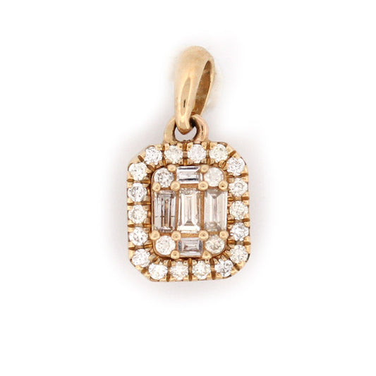 Dije rectangular de oro amarillo 10k y diamantes 0.25ctw