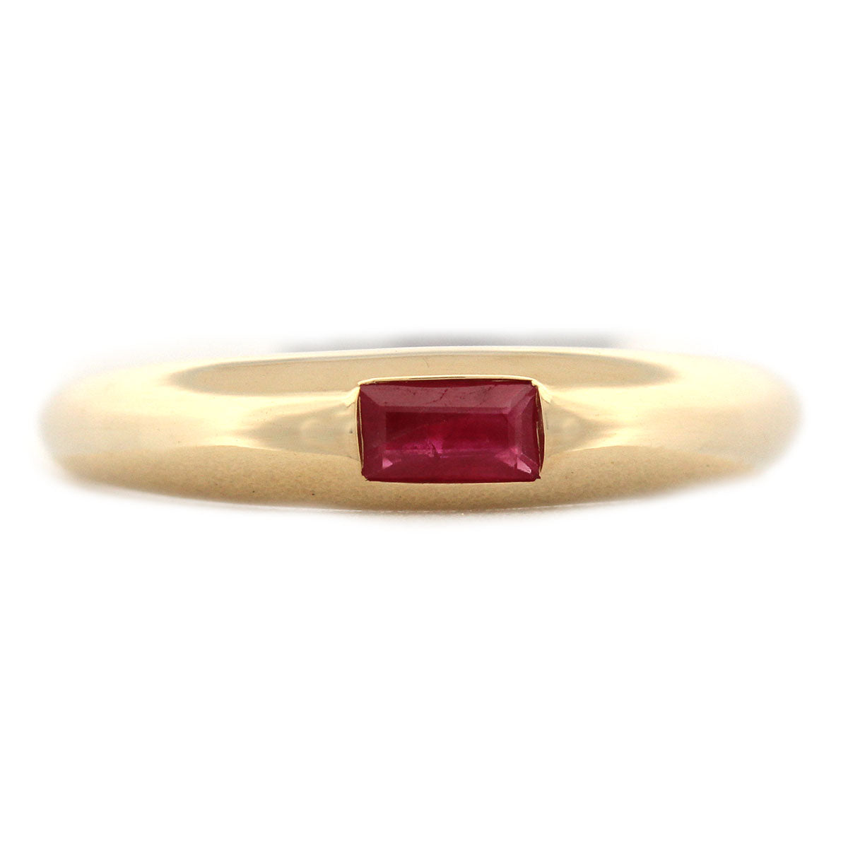Anillo en oro amarillo 14K con rubí corte esmeralda 0.30ct