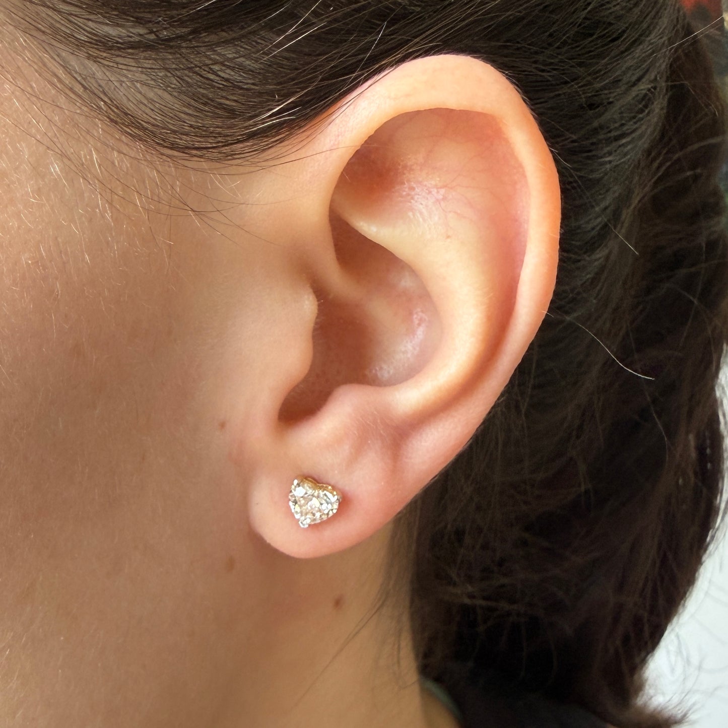 Aretes en oro amarillo 18K studs de diamante de laboratorio corazón 1ctw