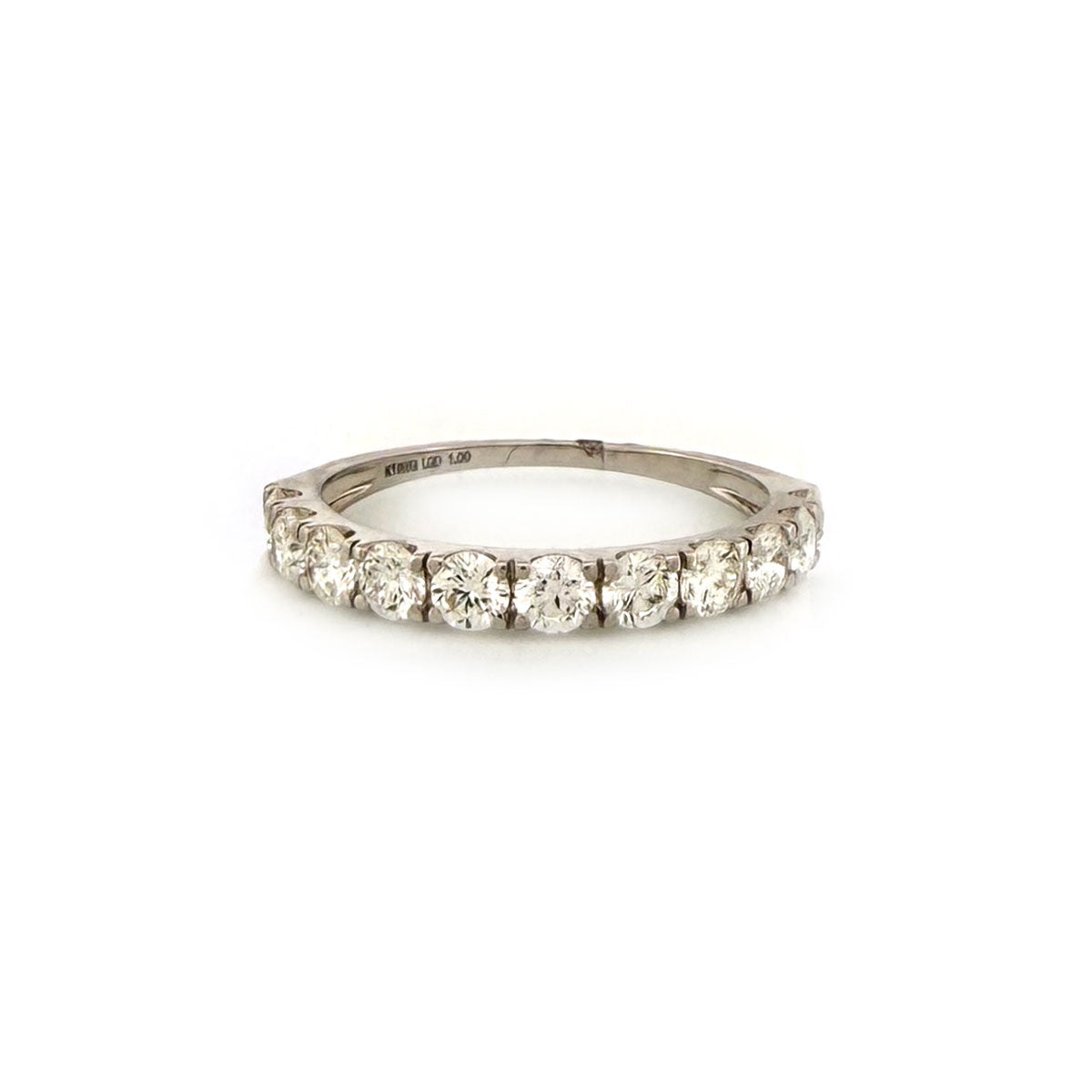 Anillo medio cintillo en oro blanco 18K con diamantes de laboratorio 1ctw