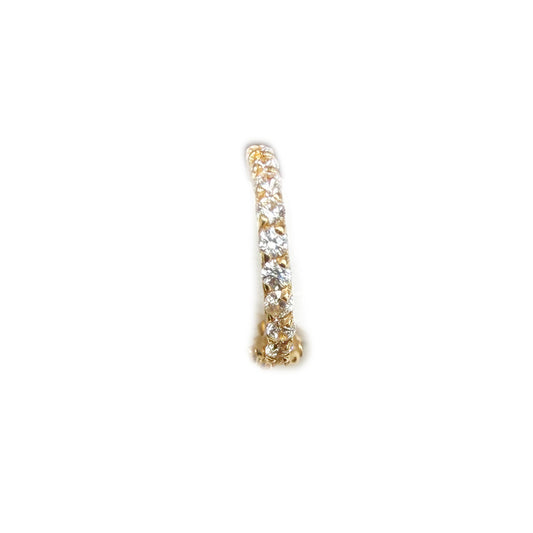 Argollas single tipo huggies pequeñas con circonitas en oro amarillo 14K