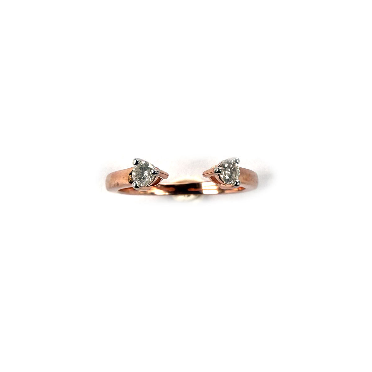 Anillo tú y yo en plata con baño de oro rosa y diamantes 0.20ctw