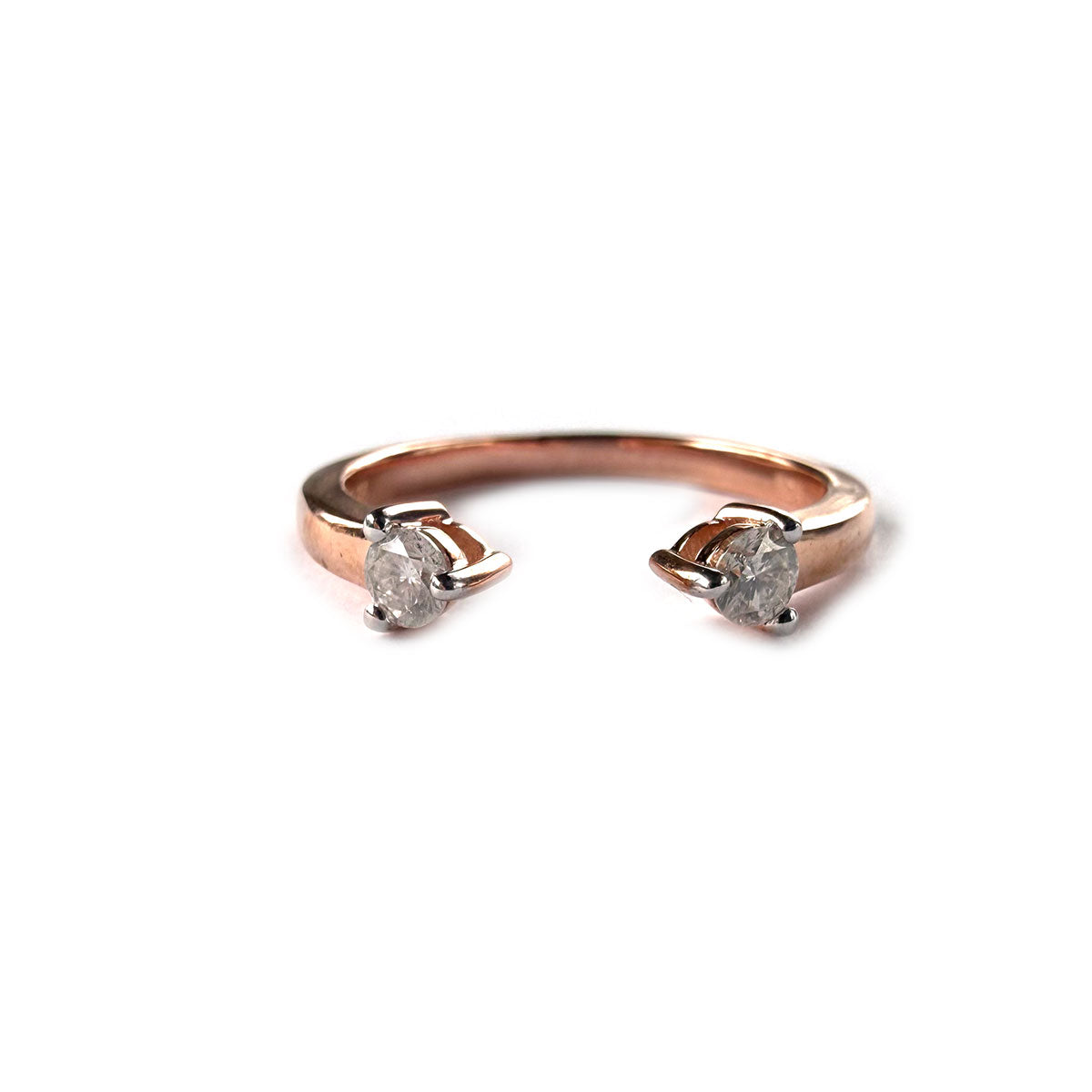 Anillo tú y yo en plata con baño de oro rosa y diamantes 0.20ctw
