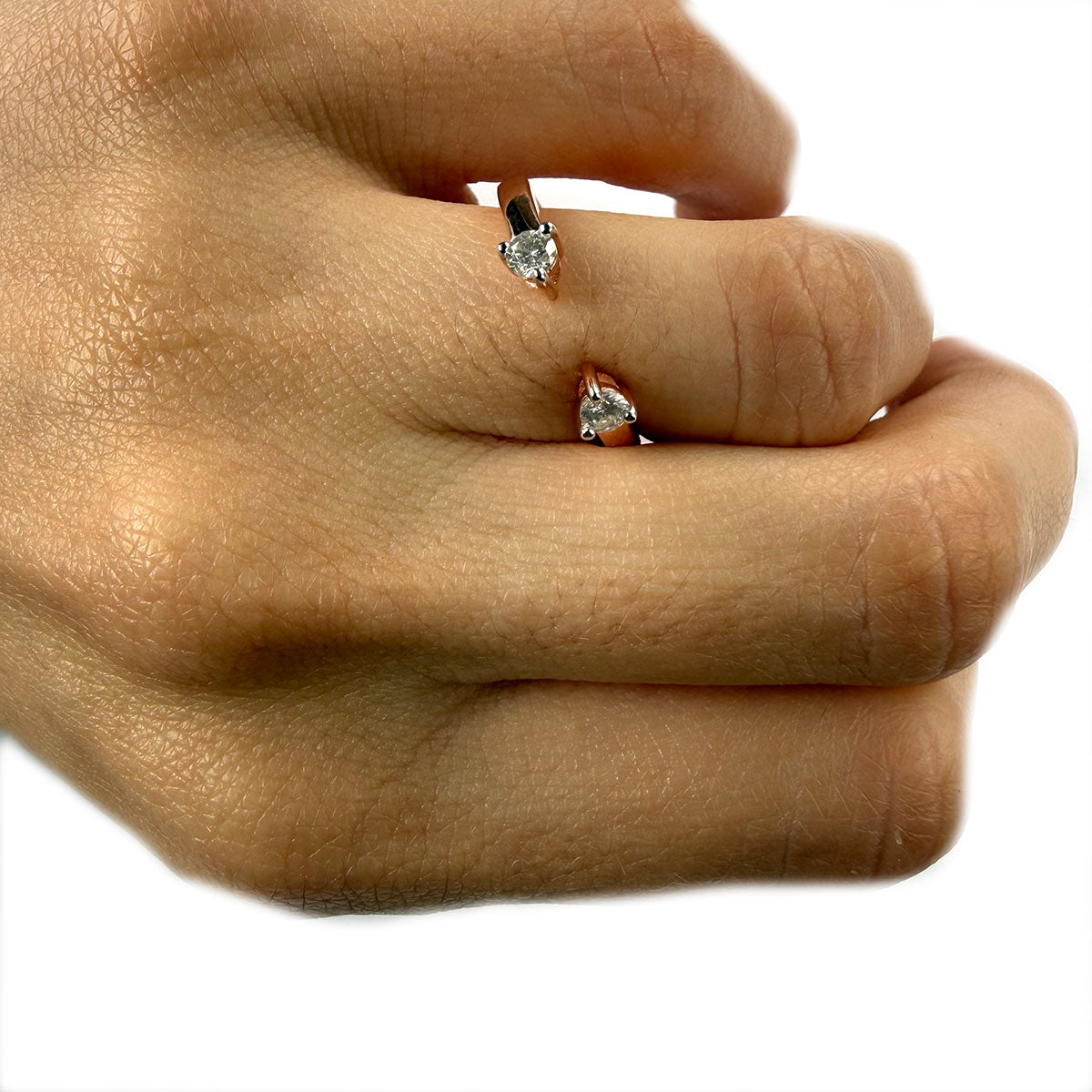 Anillo tú y yo en plata con baño de oro rosa y diamantes 0.20ctw