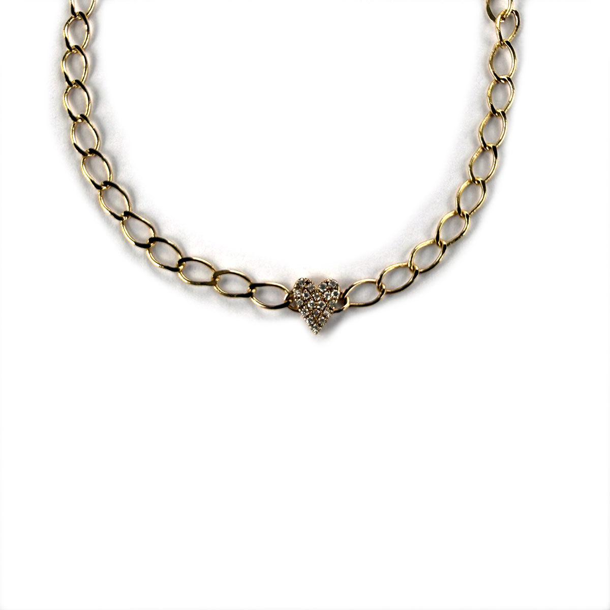 Pulsera de cadena en oro amarillo 10K con corazón de diamantes 0.05ctw
