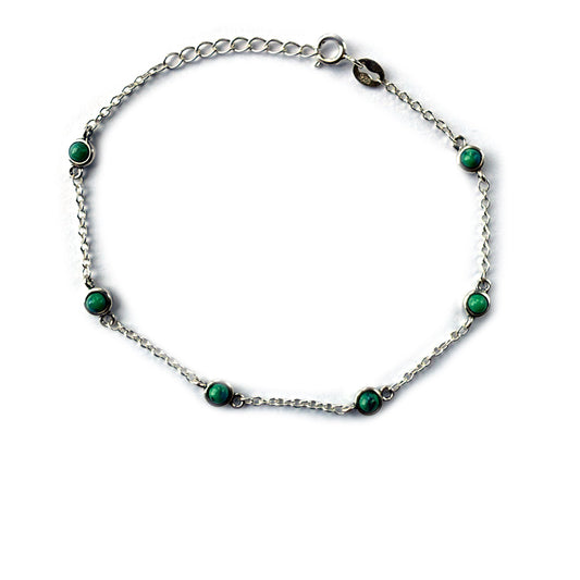 Pulsera de plata con estación de turquesa redondas