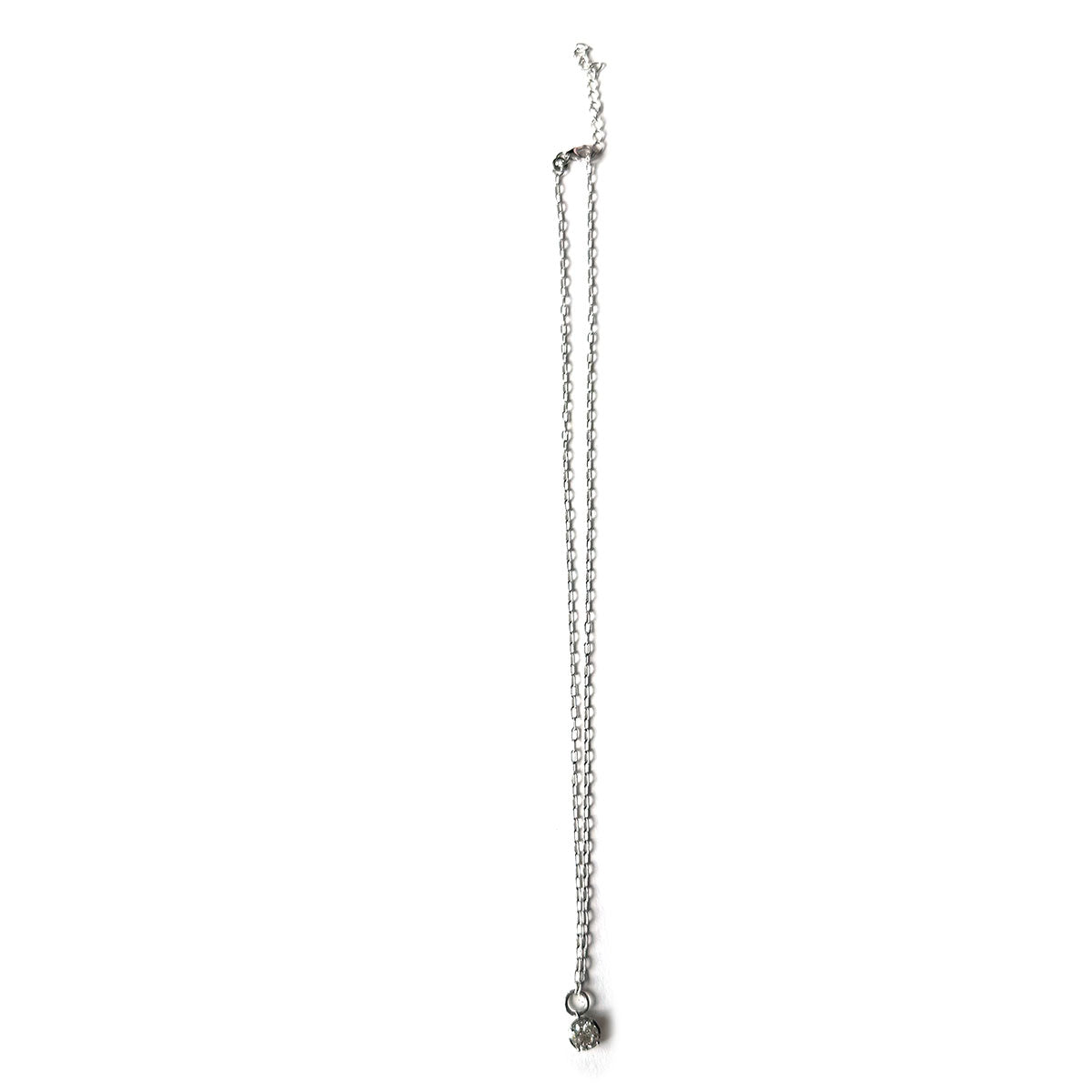 Collar de cadena mini paper clip de plata con punto de luz de diamante de laboratorio 1.15ct