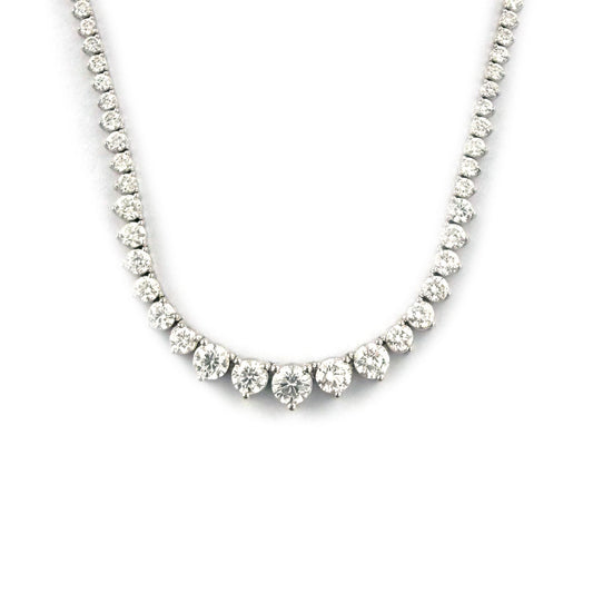 Collar tenis riviera en oro blanco 14K con diamantes de laboratorio 7.50ctw