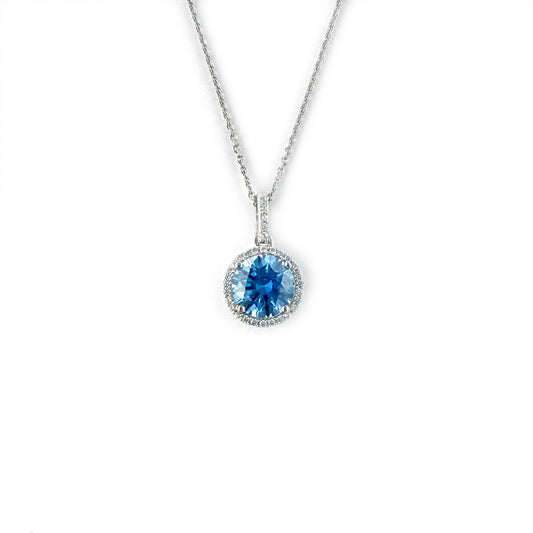 Collar de plata con circonitas celeste y blancas