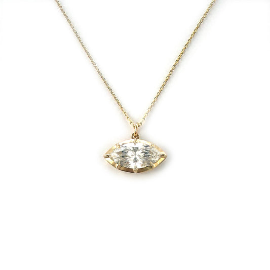 Collar en oro amarillo 14K con dije de diamante marquesa de laboratorio 2.03ct