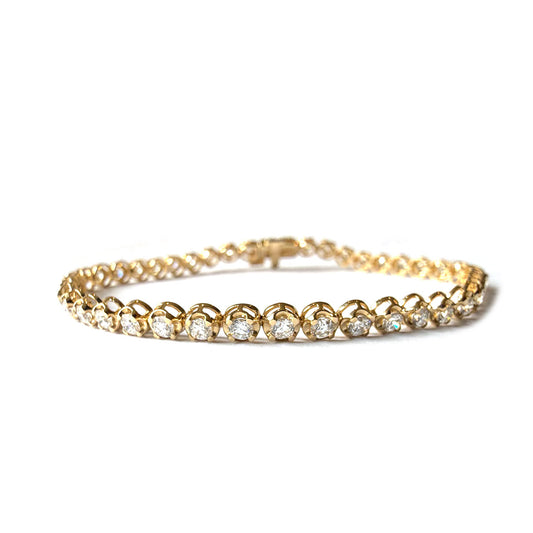 Pulsera tenis en oro amarillo de 14K con diamantes de laboratorio 3.20ctw