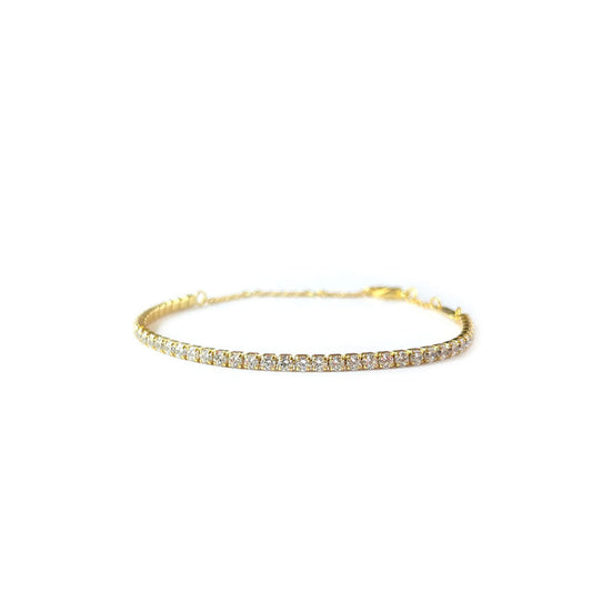 Pulsera de plata con baño de oro amarillo con circonitas blancas