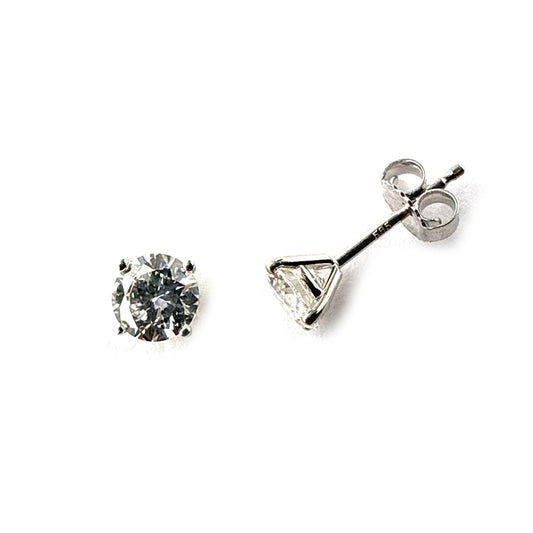 Aretes studs de diamante de laboratorio 1ctw en oro blanco 14k