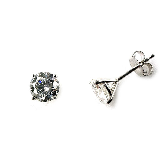 Aretes studs de diamante de laboratorio 1.5ctw en oro blanco 14k