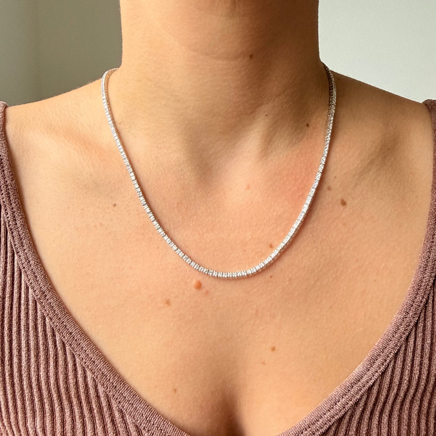 Collar tenis de plata con diamantes de laboratorio 6.35ctw