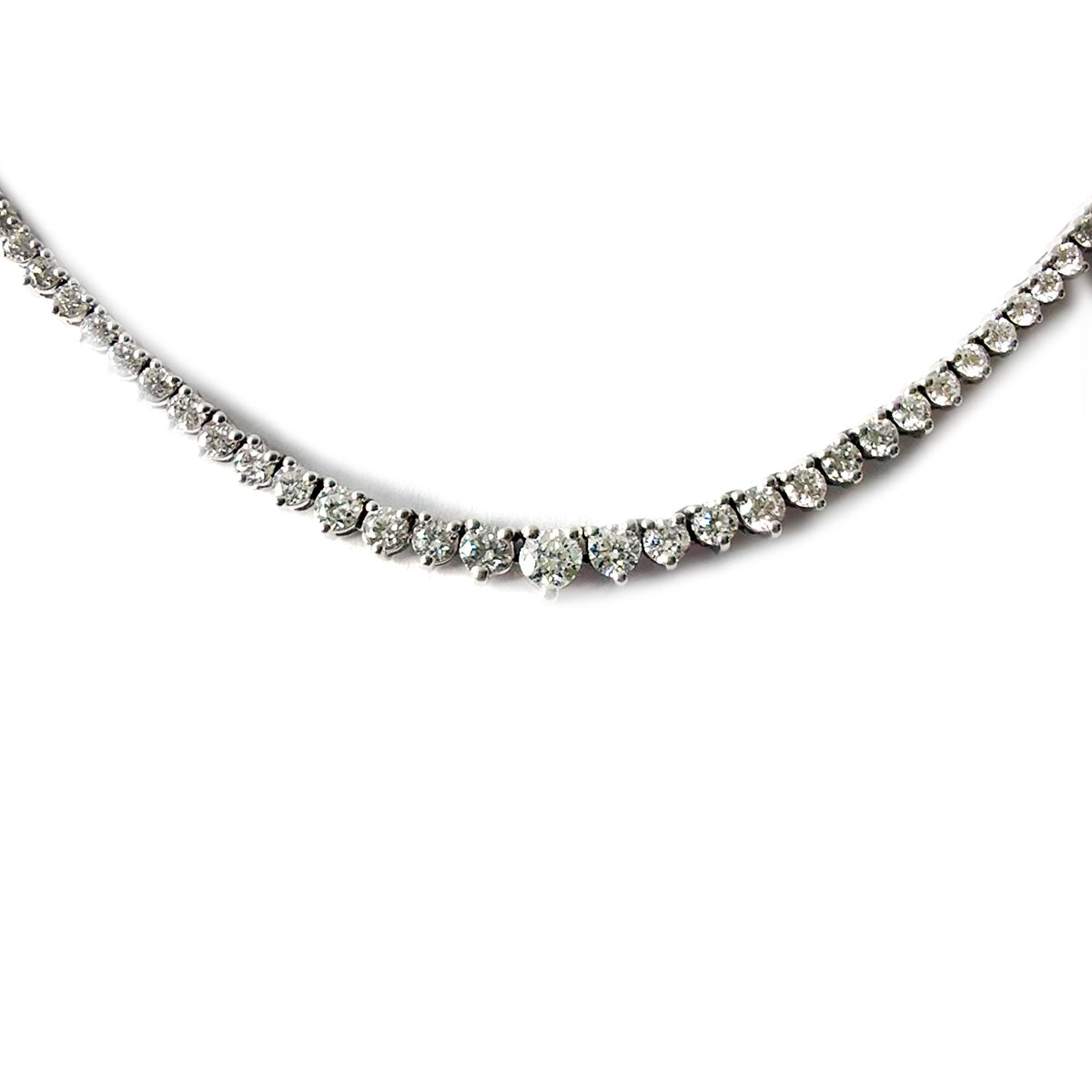 Collar tenis de oro blanco 14k con diamantes graduados de laboratorio 3ctw