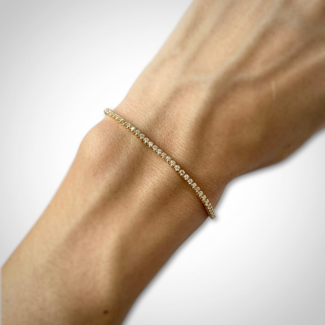 Pulsera tennis en oro amarillo 14k con 1ctw de diamantes