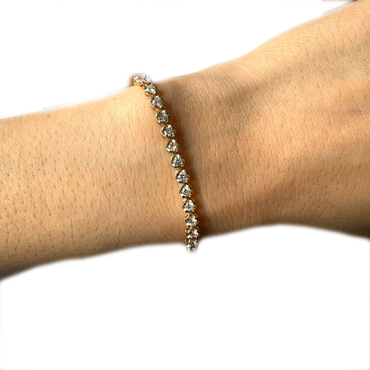 Pulsera tenis en oro amarillo de 14K con diamantes de laboratorio 2.30ctw