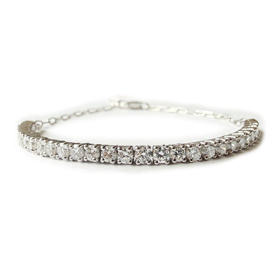 Pulsera tenis paperclip de plata con diamante de laboratorio 2ctw