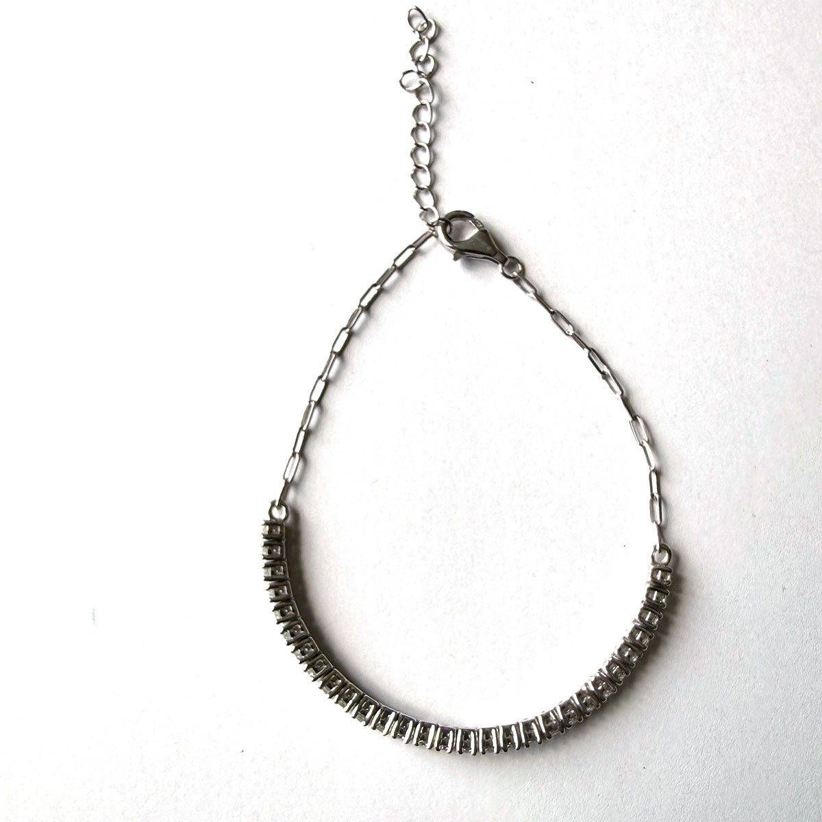 Pulsera tenis paperclip de plata con diamante de laboratorio 2ctw