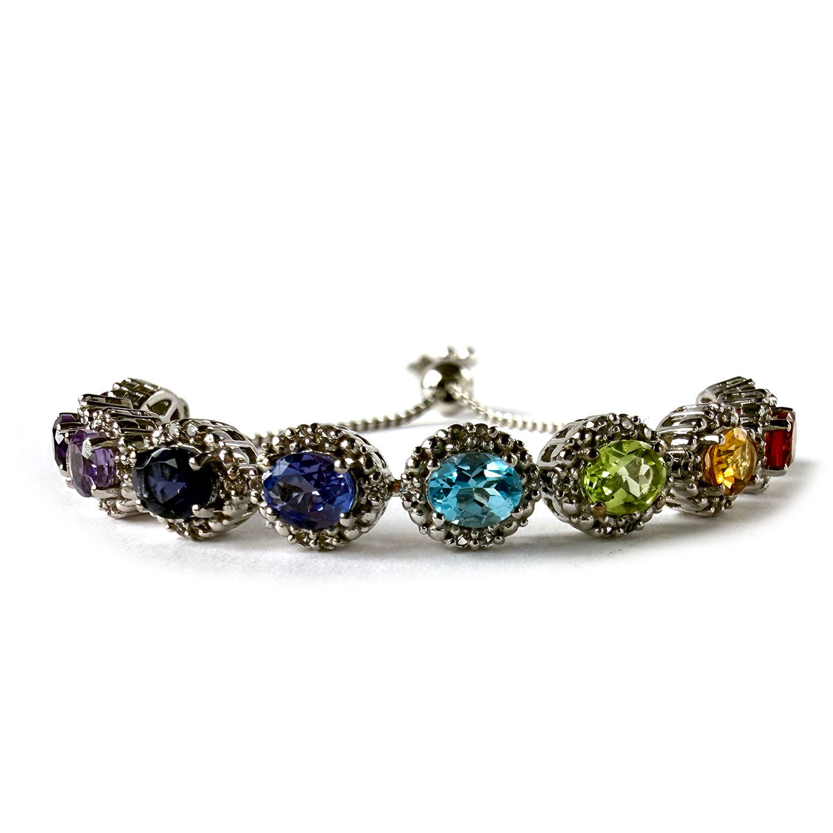 Pulsera de plata con piedras arcoiris