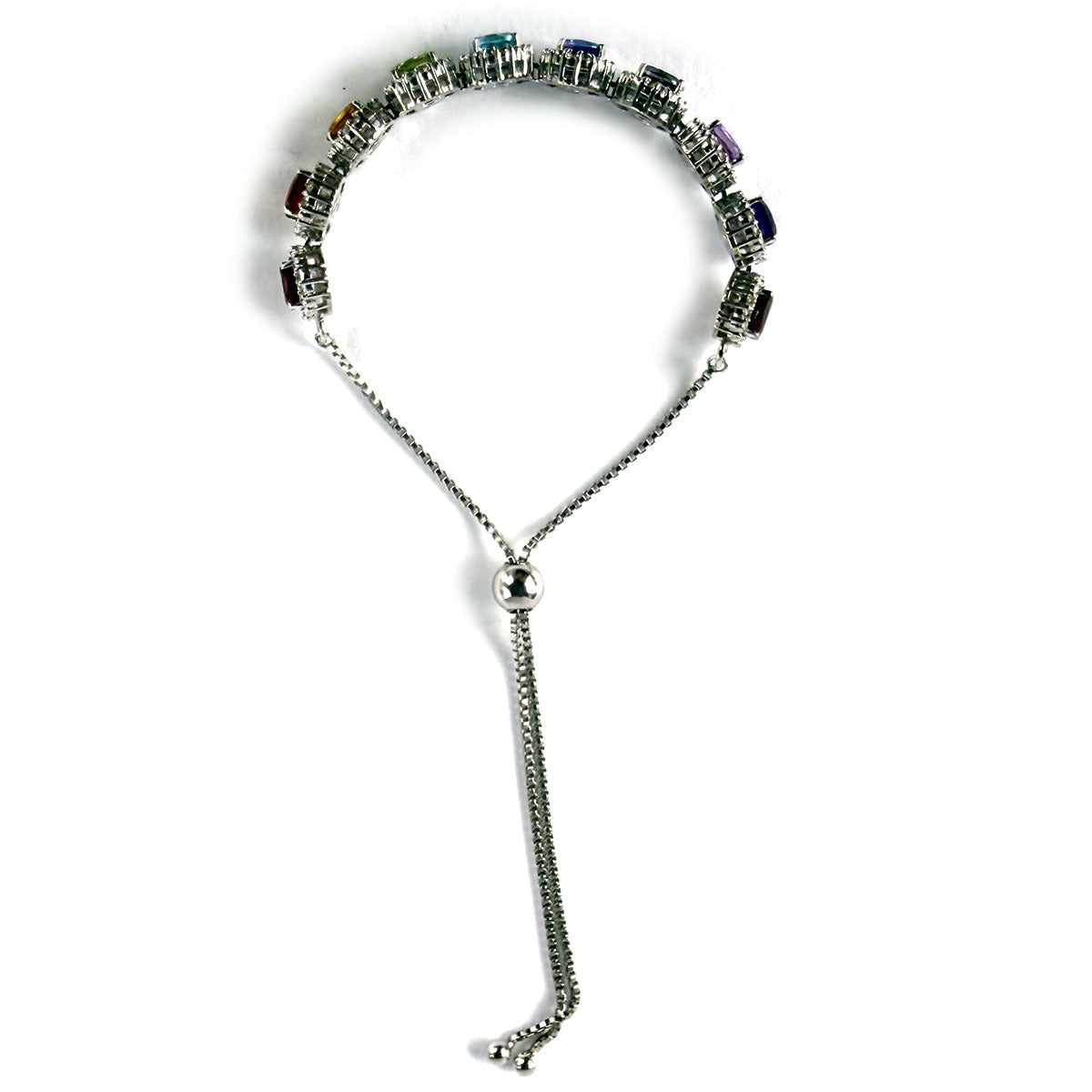 Pulsera de plata con piedras arcoiris