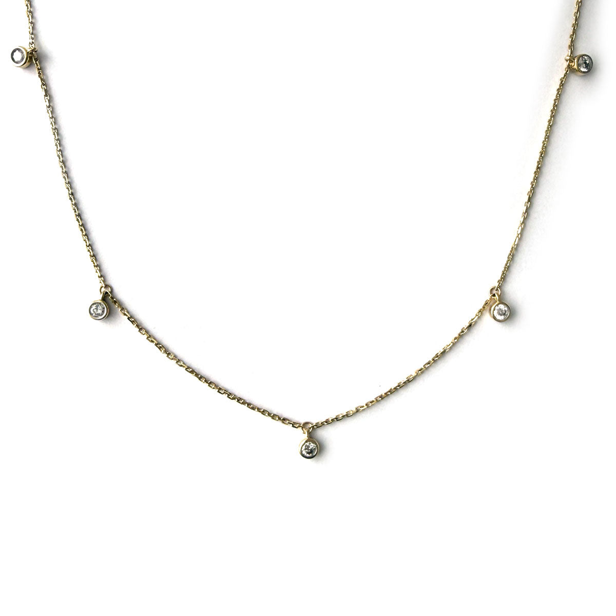 Collar de oro amarillo 10k con diamantes biselados colgantes 0.25ctw