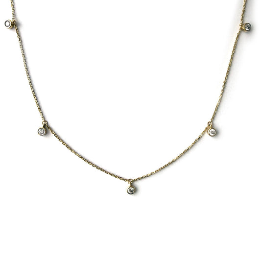 Collar de oro amarillo 10k con diamantes biselados colgantes 0.25ctw