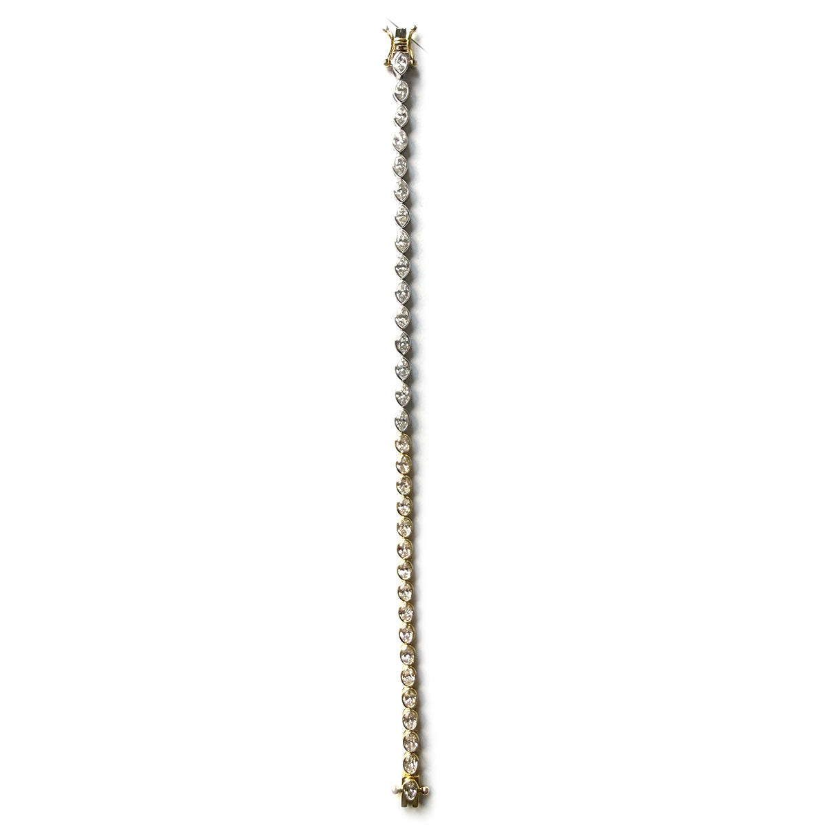 Pulsera tenis de oro blanco y amarillo 14k con diamantes de laboratorio ovalados y marquesas 4.73ct