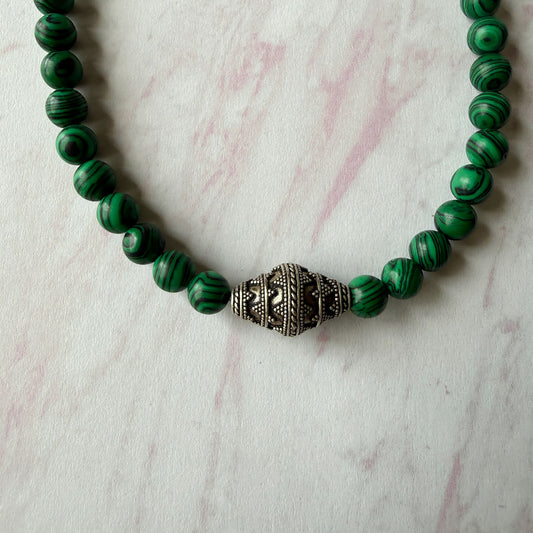 Collar de malaquitas y plata