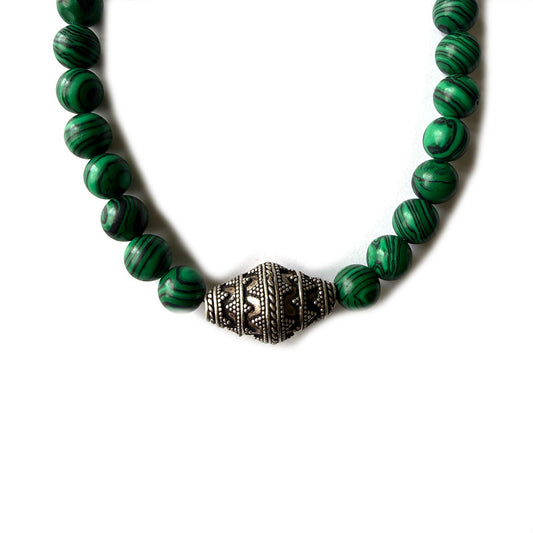 Collar de malaquitas y plata