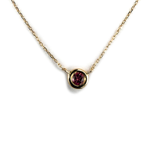 Collar en oro amarillo 14K con turmalina rosada biselado