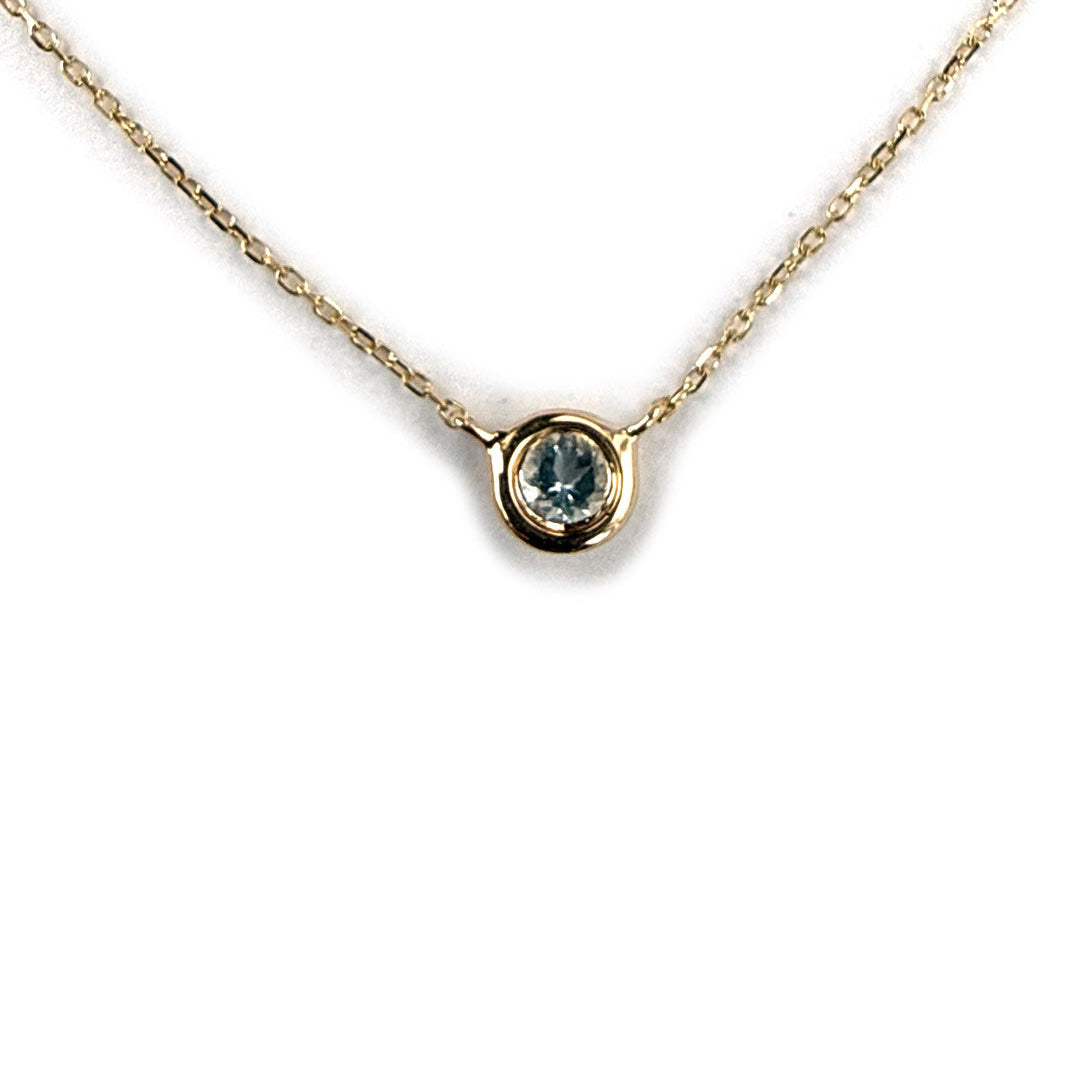 Collar en oro amarillo 14K con aquamarina biselada