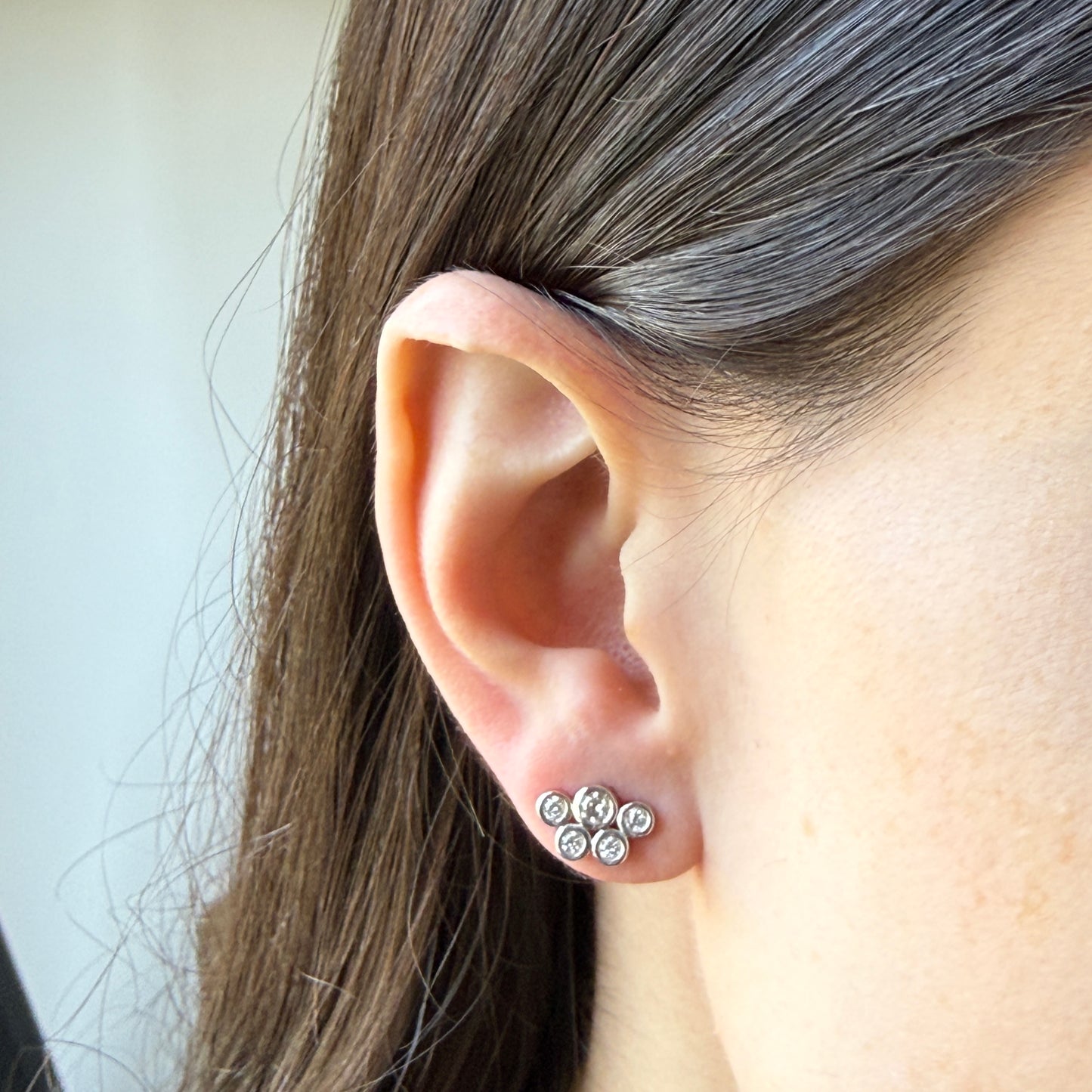 Aretes burbujas en plata con diamantes de laboratorio 0.50ctw