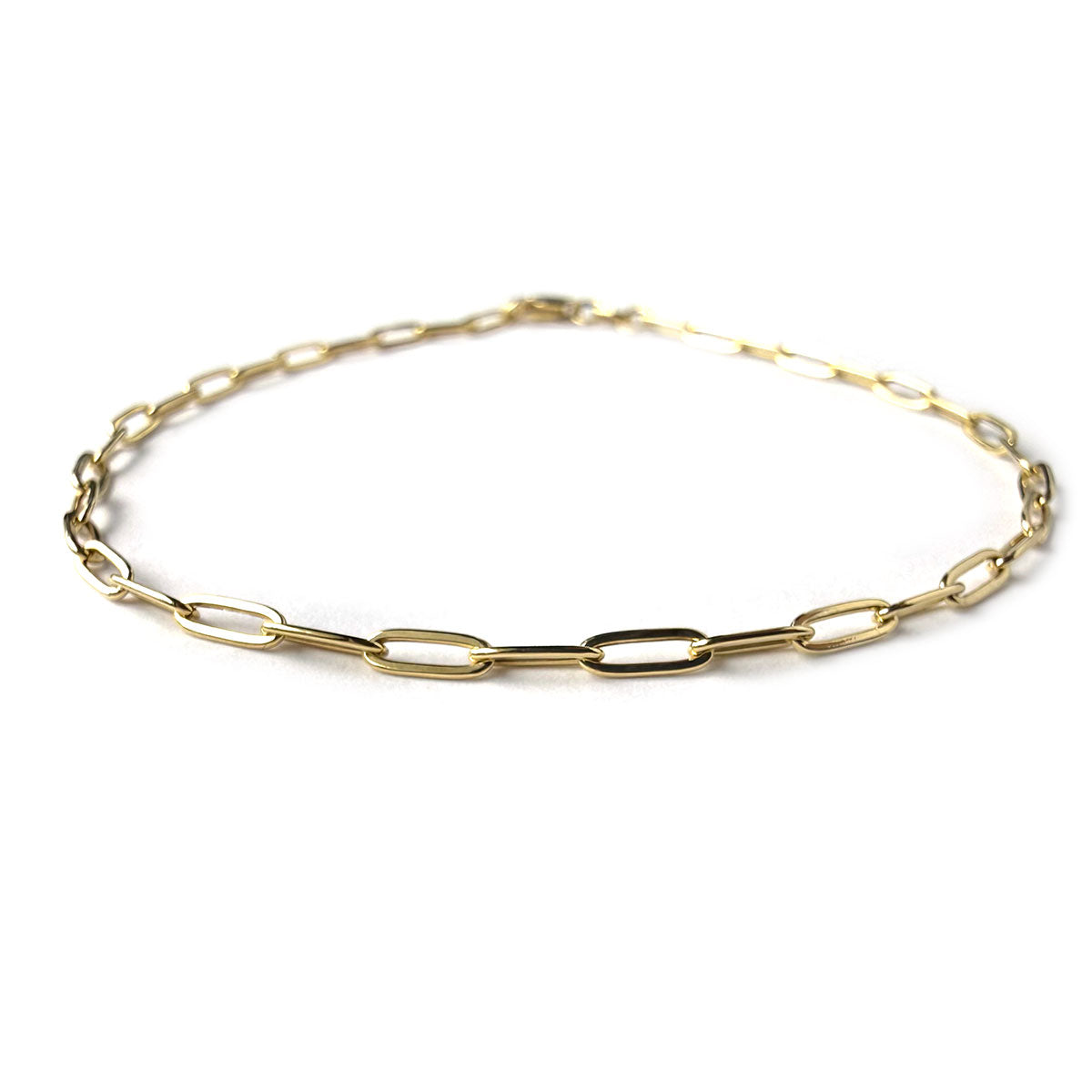 Pulsera paper clip de oro amarillo 10K 18 cms