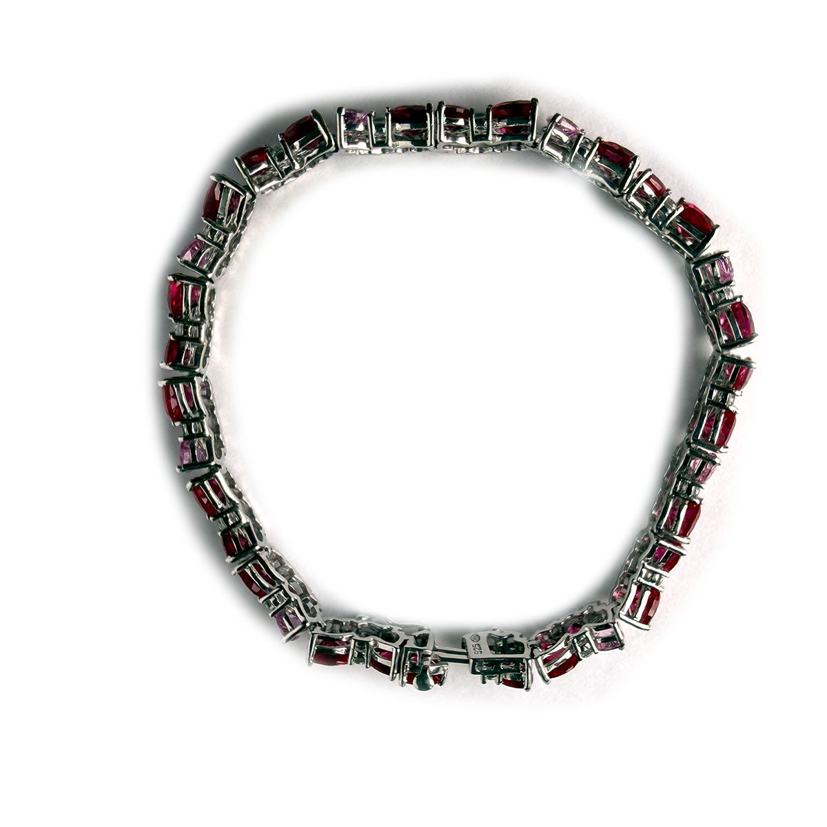 Pulsera de plata con rubí y zafiros de laboratorio