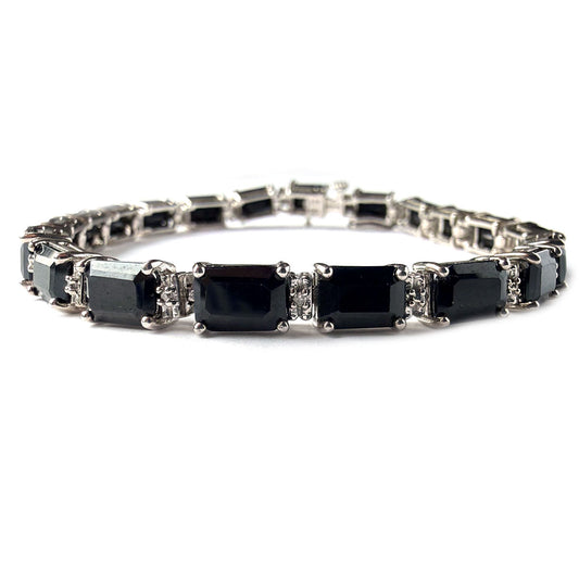 Pulsera de plata con ónix y diamantes