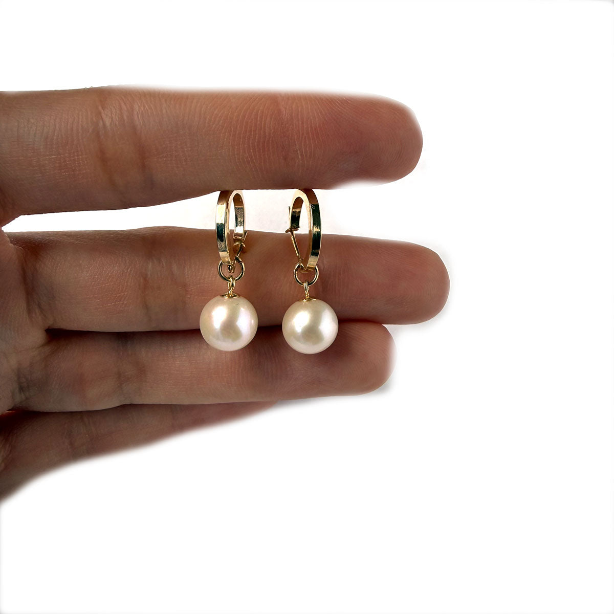 Argollas en oro amarillo 14K con colgante de perla removible