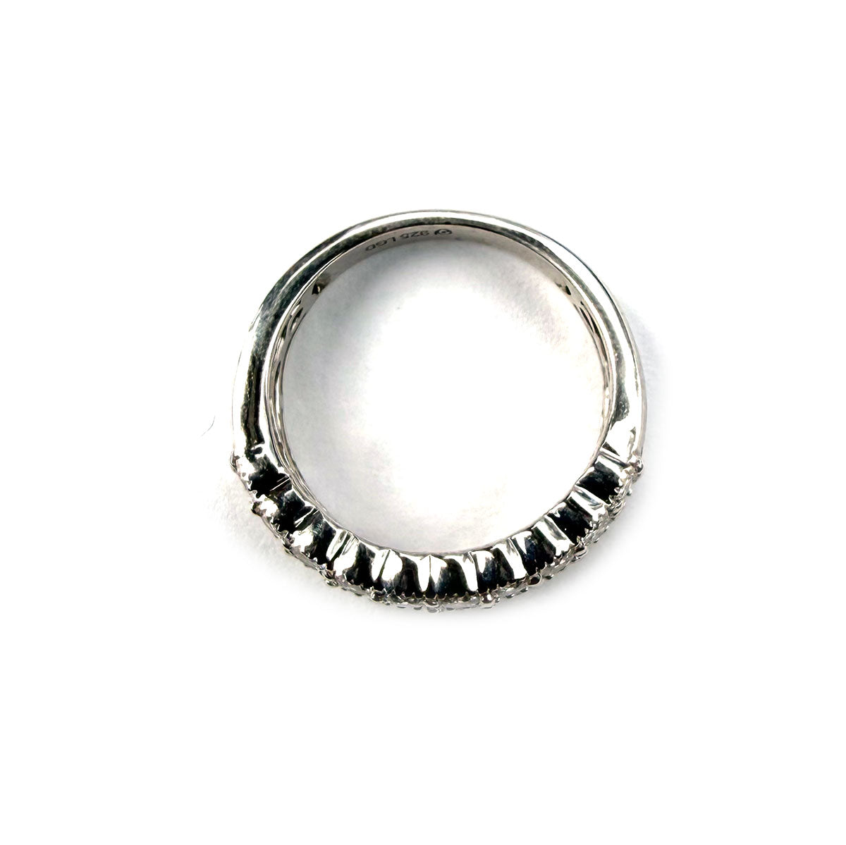 Anillo de plata con doble fila de diamantes de laboratorio 1ctw