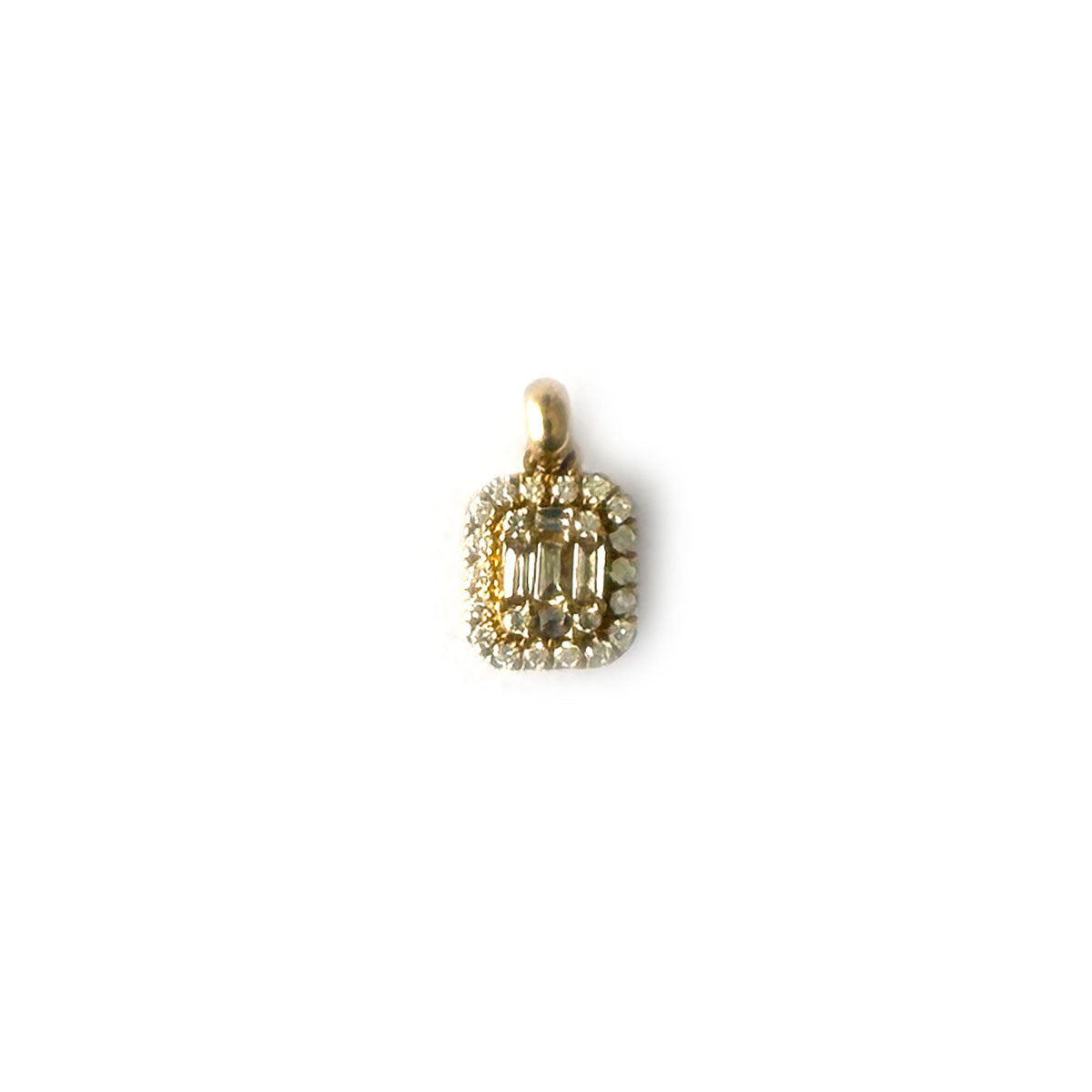 Dije rectangular de oro amarillo 10k y diamantes 0.25ctw