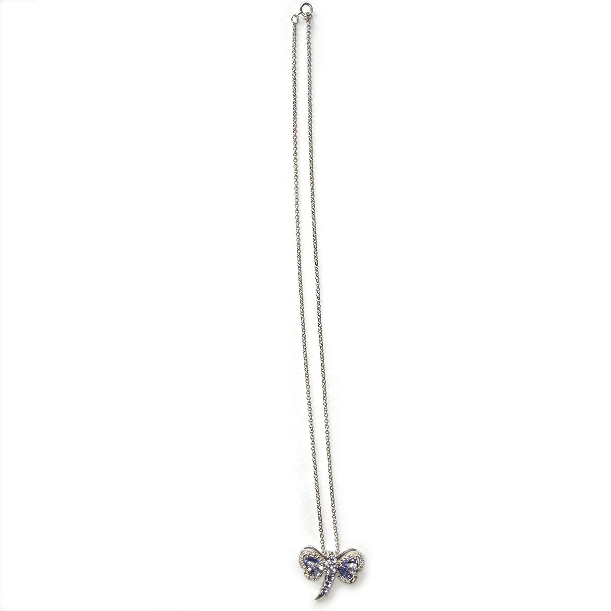 Collar de plata con dije de libélula de tanzanitas y diamantes