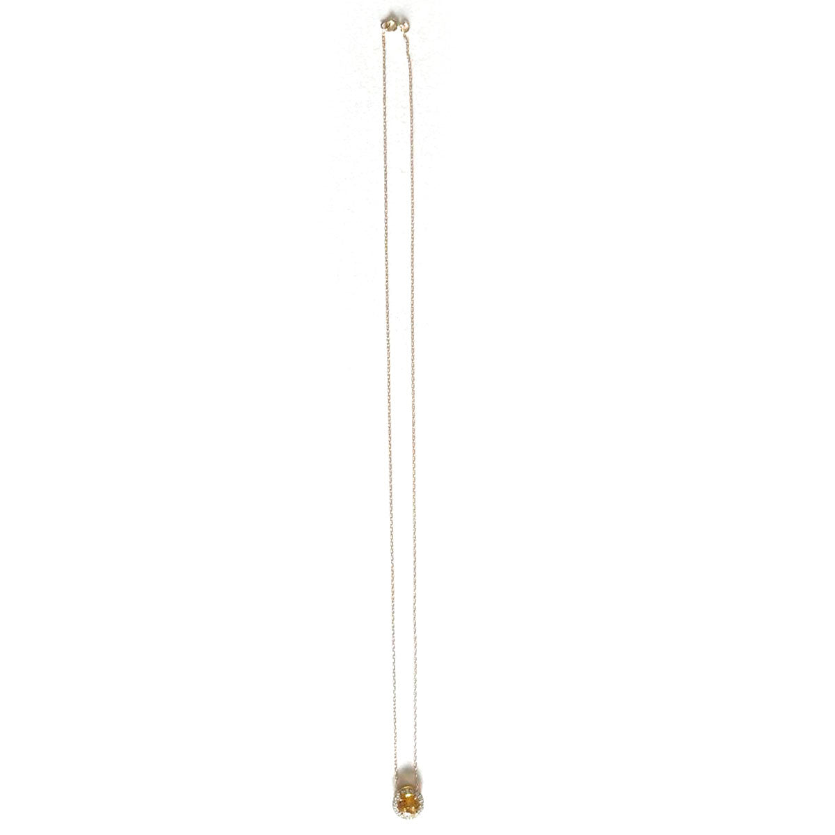 Collar en oro amarillo 10K con citrino redondo y halo de Diamantes 0.20ctw