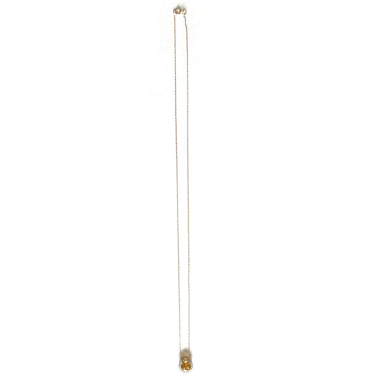 Collar en oro amarillo 10K con citrino redondo y halo de Diamantes 0.20ctw