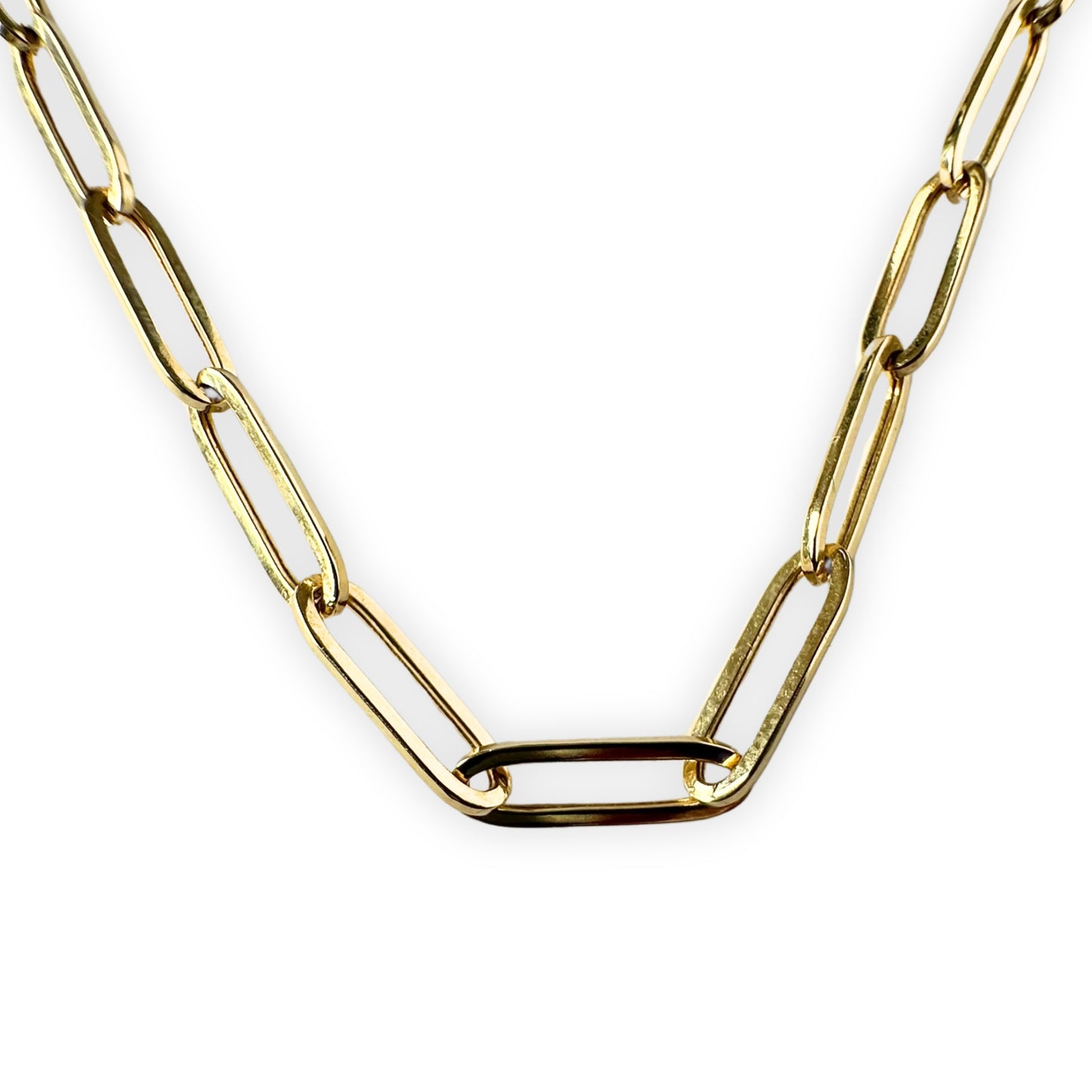 Collar paperclip 3mm en oro amarillo 14k