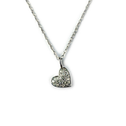 Collar en oro blanco 14k con corazón colgante de diamantes 0.06ctw